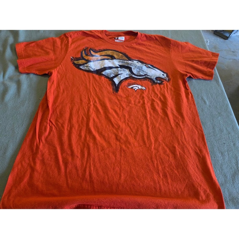 NFL Team Apparel Denver Broncos Orange Graphic T-Shirt Mens Large Ring Spun Soft
